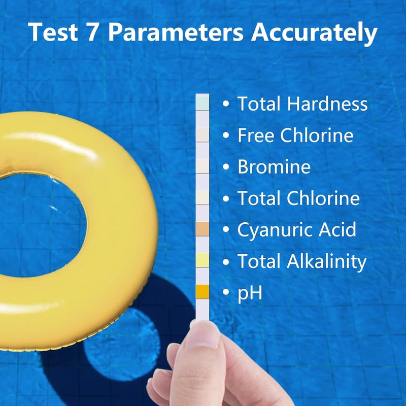 SaySummer Pool Test Strips Chlorine Kit: 200 PCS 7-in-1 Hot-Tub Spa Water Pool Testing Kit for pH and More - Image 2